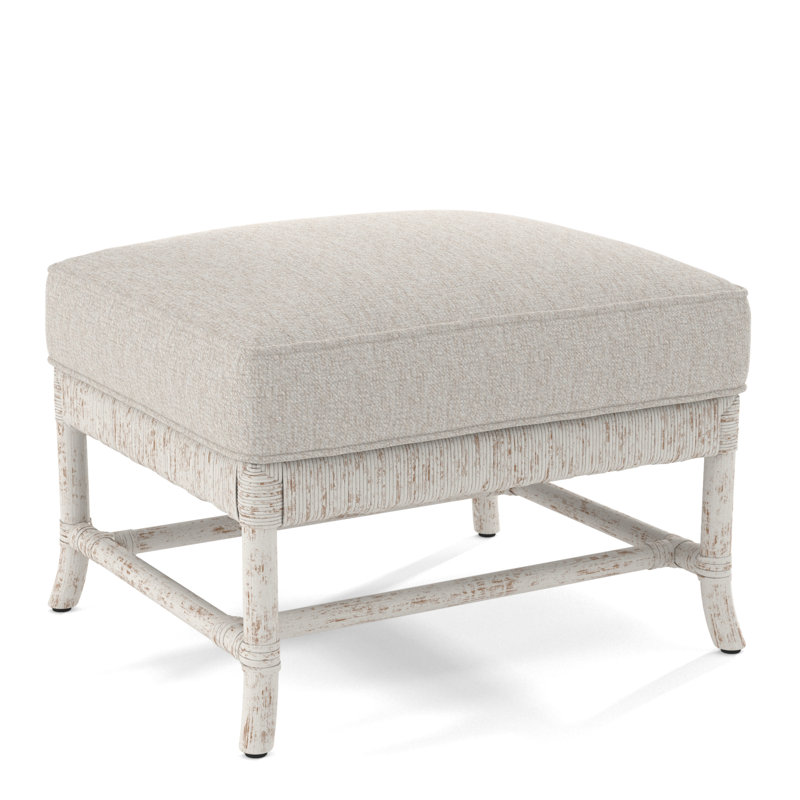 Lafayette Upholstered Ottoman, Snow Crypton Performance; 0884-91, Antique Frost White