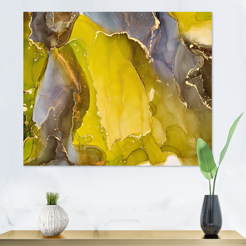 «Yellow Luxury», reproduction d'art sur toile abstraite, H 12 po x l 20 po x P 1 po, Toile tendue