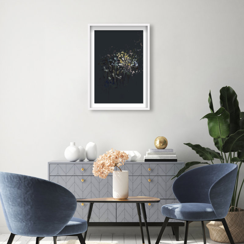 Midnight Flowers Print by Oliver Gal, 21.5"H x 31.5"W, White Shadowbox