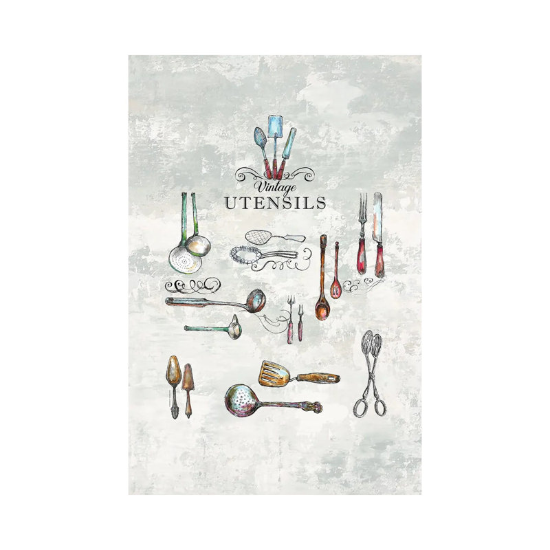Vintage Utensils - Kitchen Wall Art by Fanitsa Petrou - Wrapped Canvas Print, 66.04 cm H x 45.72 cm W x 3.175 cm D