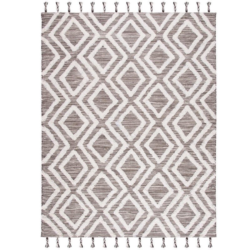 Alimatou Hand Tufted Wool Geometric Rug, Rectangle 9' X 12'