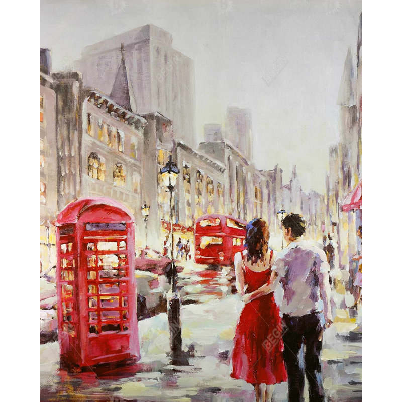 Couple qui marche sur toile | Décor de rue romantique