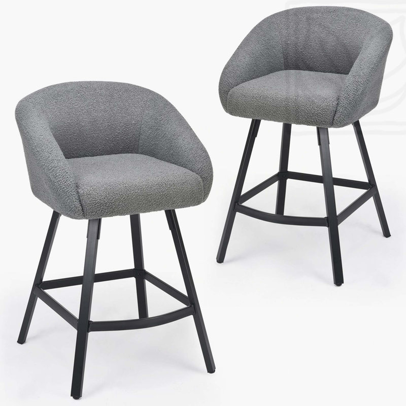 Ensemble de 2 tabourets de bar, tabouret de bar rembourré avec dossier, tabourets de bar à hauteur de comptoir de 27 pouces de hauteur pour îlot de cuisine