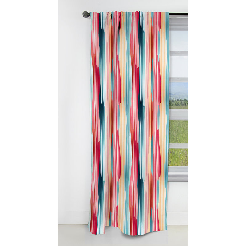 Motif de lignes bleues et roses Bliss I - rideau occultant à rayures - 1 panneau, L 52 po x L 84 po