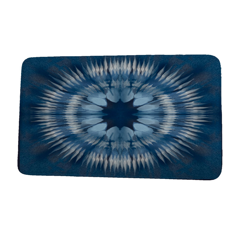 Tapis de bain Shibori Burst, l 17 po x L 24 po, Bleu marine