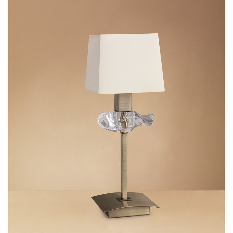 Metal Table Lamp, Antique Brass/White