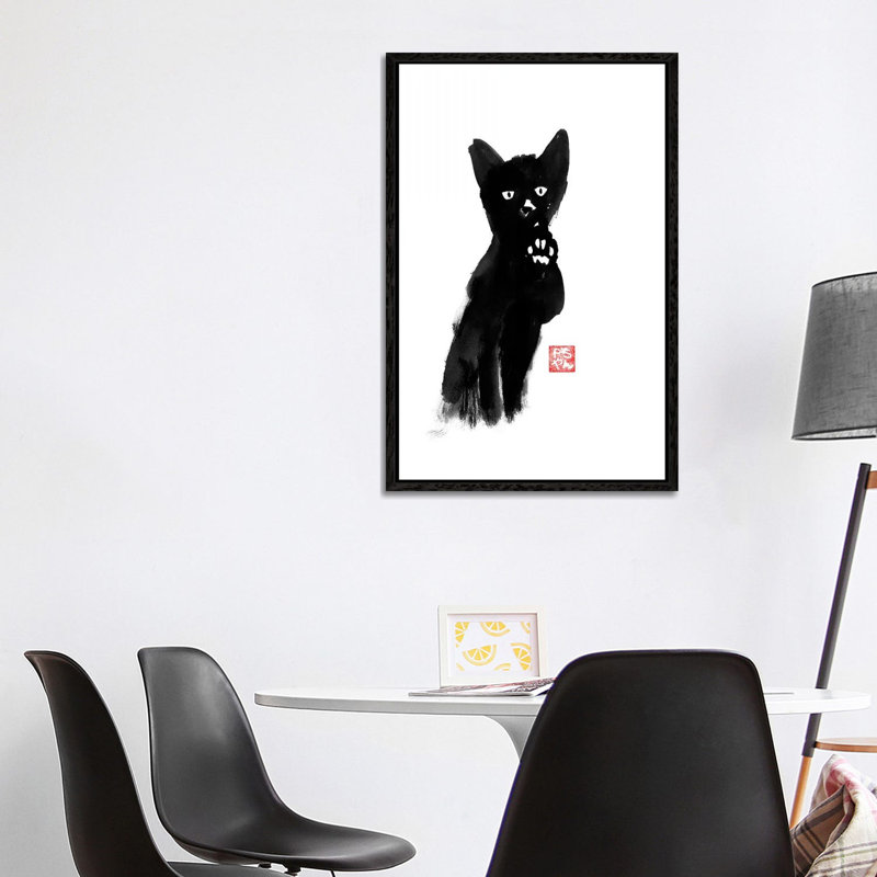 Demanding Cat by Péchane - Print on Canvas, Black Framed, 101.6 cm H x 66.04 cm W
