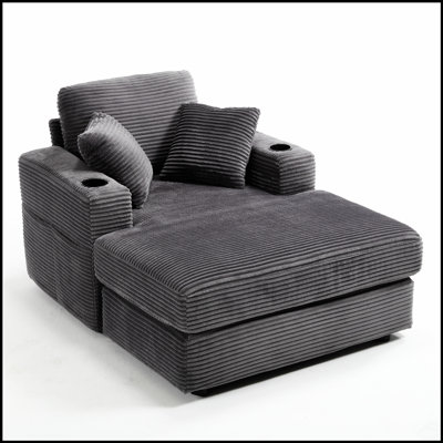 Canapé rembourré en velours côtelé avec sac pour magazines et coussins amovibles