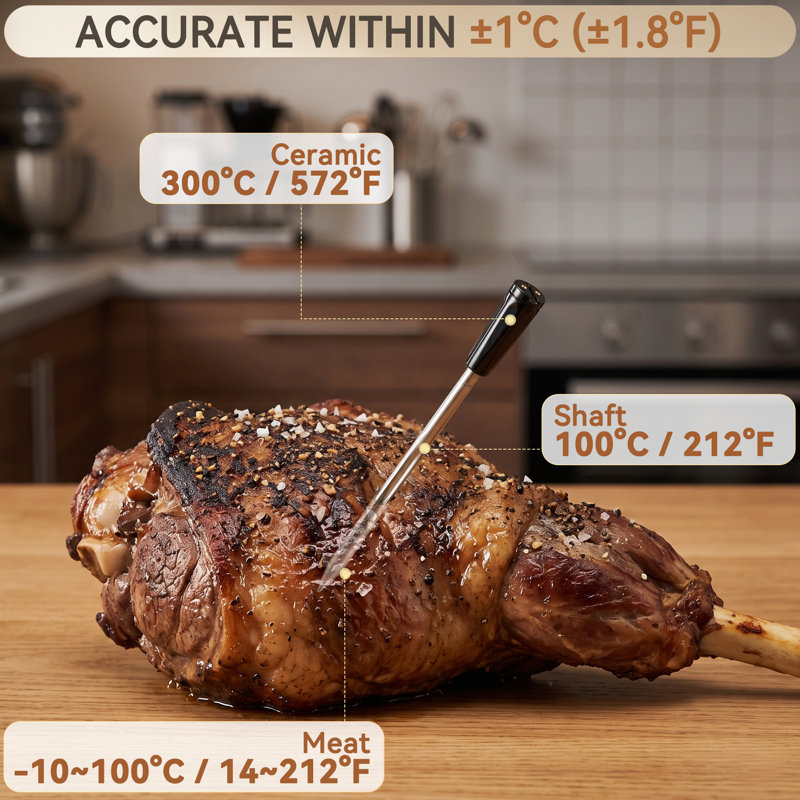 Thermomètre à viande sans fil avec répéteur IPX7 imperméable pour griller, fumer, four, barbecue