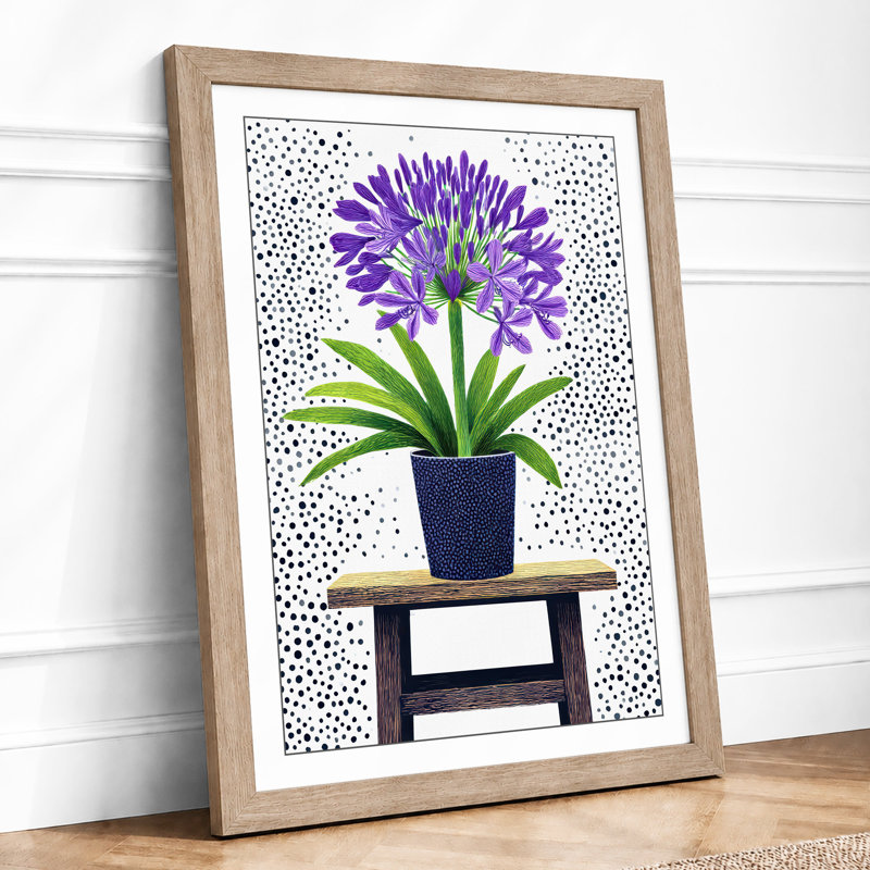 Purple Bloom at Home Botanical 1 Piece Single Picture Frame Wall Art, A2 - 59.4 x 42.0 cm, Oak