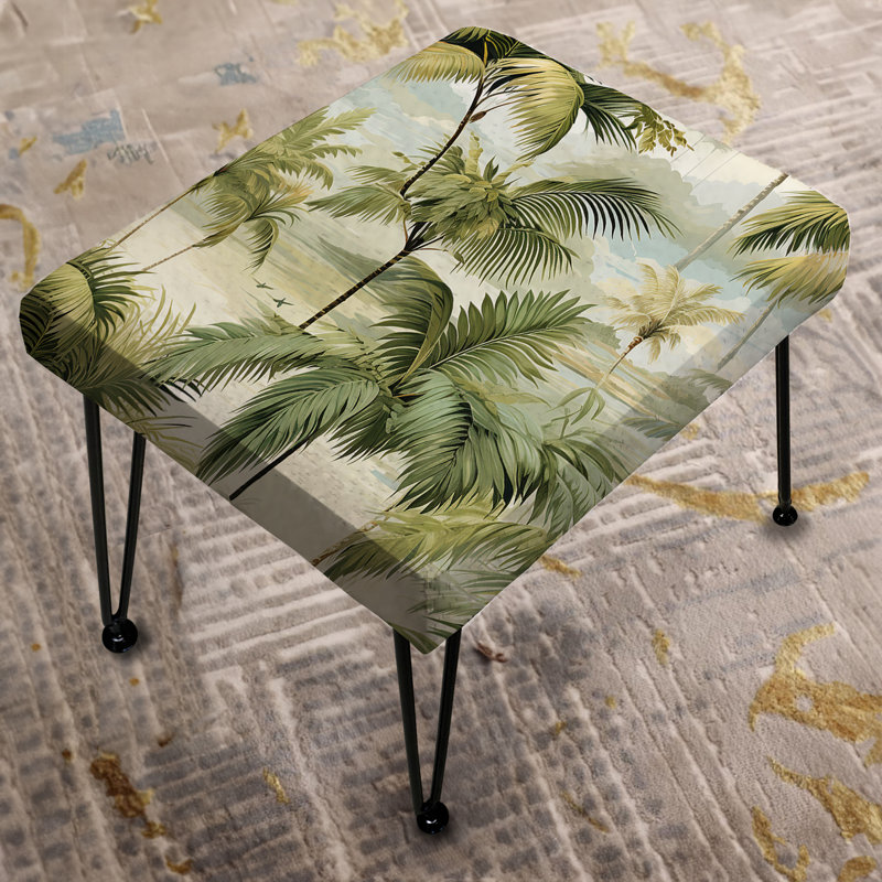 Palm Impression Tropical Pattern - Tropical Rectangle Ottoman