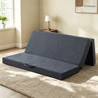 Matelas pliable en mousse à mémoire de forme effet soie glacée rafraîchissante de 15 cm (6 po), matelas portatif pour lit escamotable avec housse lavable, sac de rangement, poignée et surface antidérapante, idéal pour le camping, les VR et les invités, fermeté moyenne, gris foncé