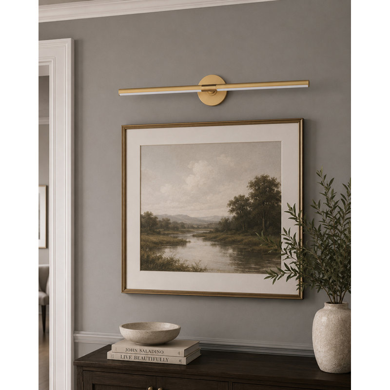 Demontrey Aluminium LED Armed Sconce, 4.5" H x 30.75" W x 8.75" D, Gold/White