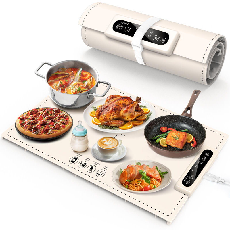 Tapis chauffant pour aliments, tapis chauffant pour comptoir, blanc