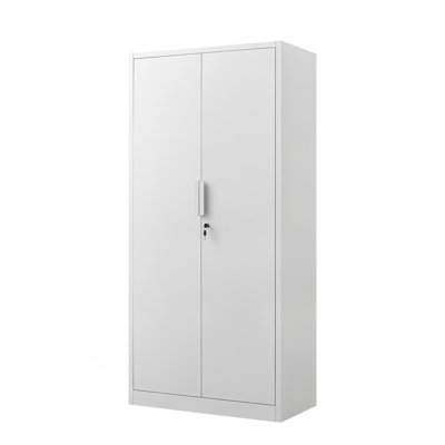 Classeur 72 po à 2 portes avec serrure, 4 tablettes réglables, fabrication en acier robuste pour le rangement de bureau et de maison