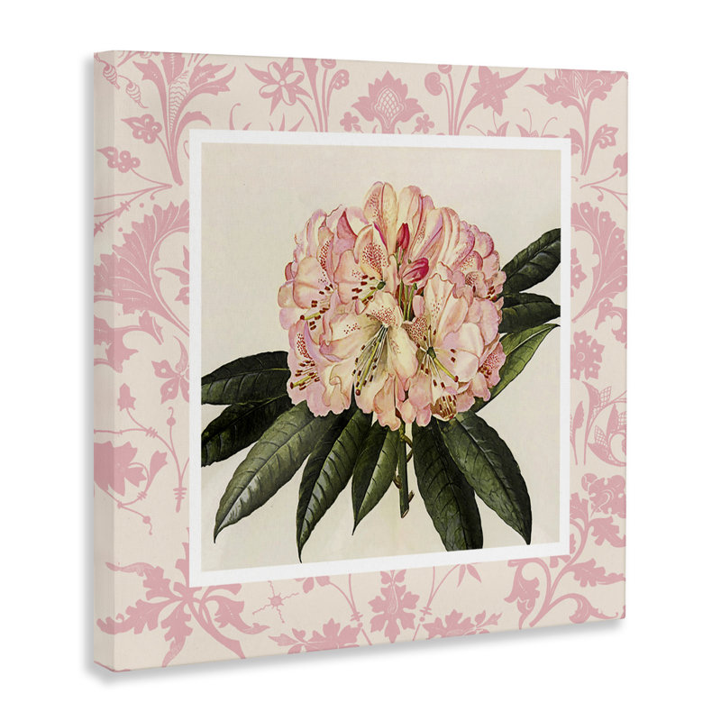 Toile botanique à motif rose, design par Livi Finn, H 17 po x l 17 po