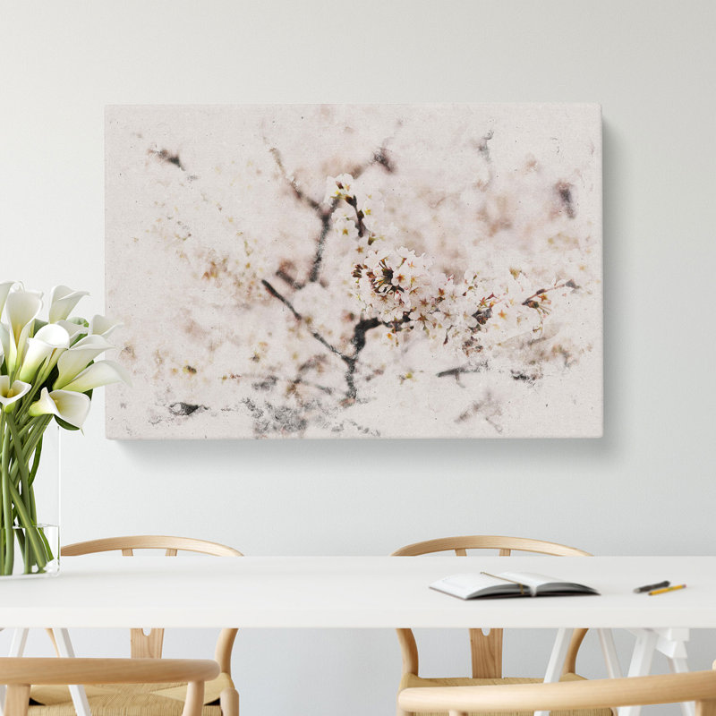 Pink Cherry Blossom Flowers Vol.7 - Wrapped Canvas, 35cm H x 50cm W x 3cm D