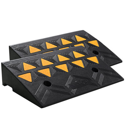 Rubber Curb Ramp 2 Pack, 4.3" Rise Height Heavy-Duty 33069 Lbs/15 T Capacity Threshold Ramps, Driveway Ramps With Stable Grid Structure For Cars, Wheelchairs, Bikes, Motorcycles