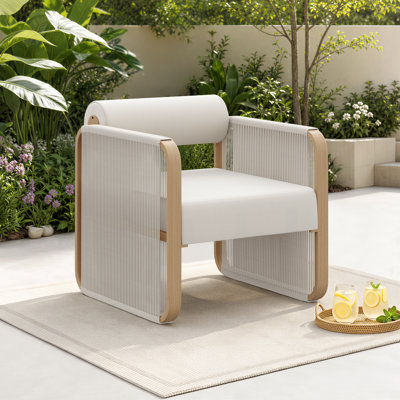 Chaise longue d'extérieur en aluminium et PEHD en osier avec coussins Sunbrella