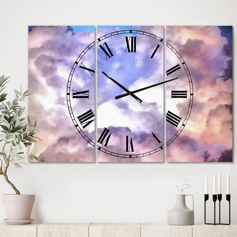 Horloge murale nuage à 3 panneaux Cottage