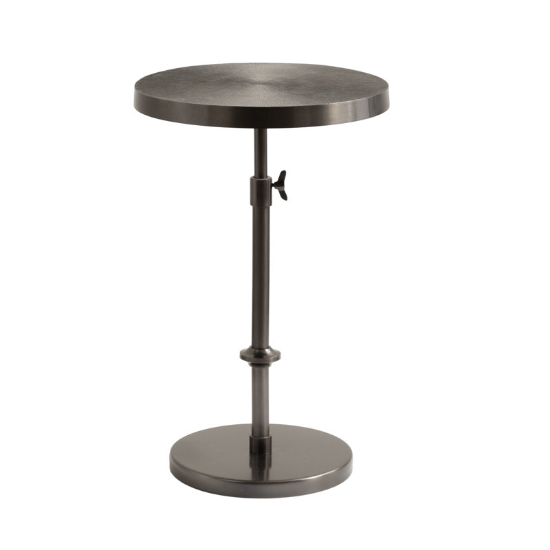 Table piédestal en métal Traditional, H 30 po x l 14 po x P 14 po, Plateau gris / base grise