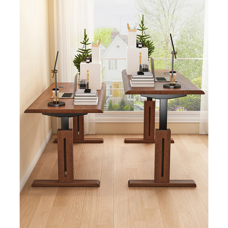 Solid Wood Electric Height Adjustable Standing Desk, 23.6" H x 59.1" W x 29.5" D