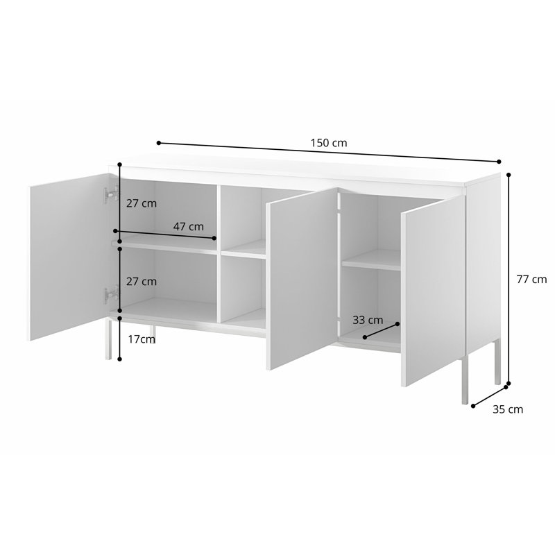 Nerely 150cm Sideboard, White