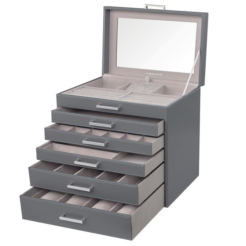 Wood Jewellery Box +, Grey