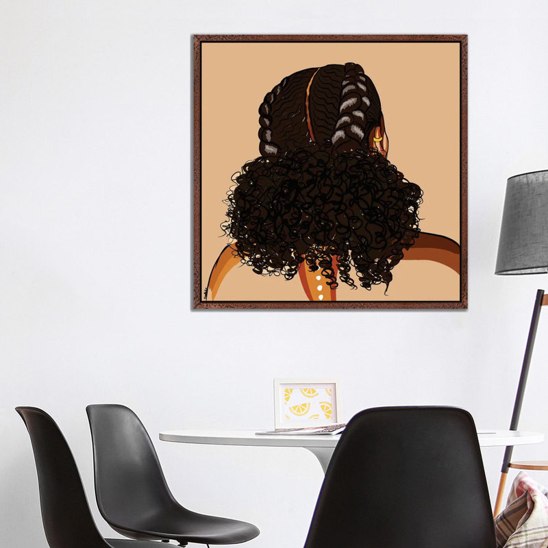 Black Hair Story-Low Puff 1 Piece Wall Art on Canvas, 93.98 cm H x 93.98 cm W, Classic Brown Wood Framed