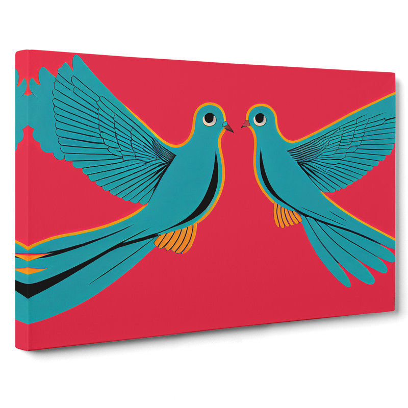 Artsy Dove Birds - Wrapped Canvas, 50cm H x 76cm W x 3cm D