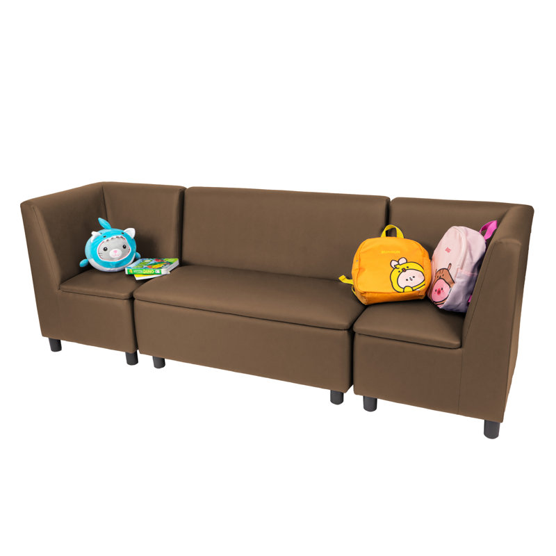 Kid Comfort Collective Modular Corner Chairs with Sofa, 3-Piece Set - Chocolate, Chocolate