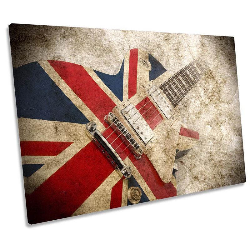 Union Jack Guitar Music - Wrapped Canvas Print, 61cm H x 91.4cm W x 4cm D