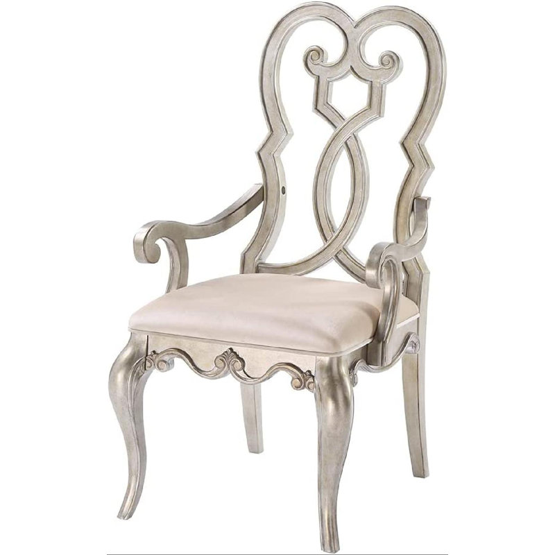 Fauteuil rembourré en cuir ivoire