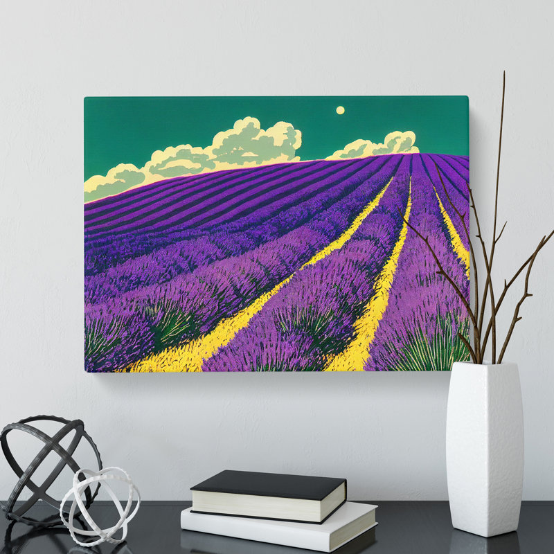 Attractive Lavender Flower Field - Wrapped Canvas, 40cm H x 60cm W x 3cm D