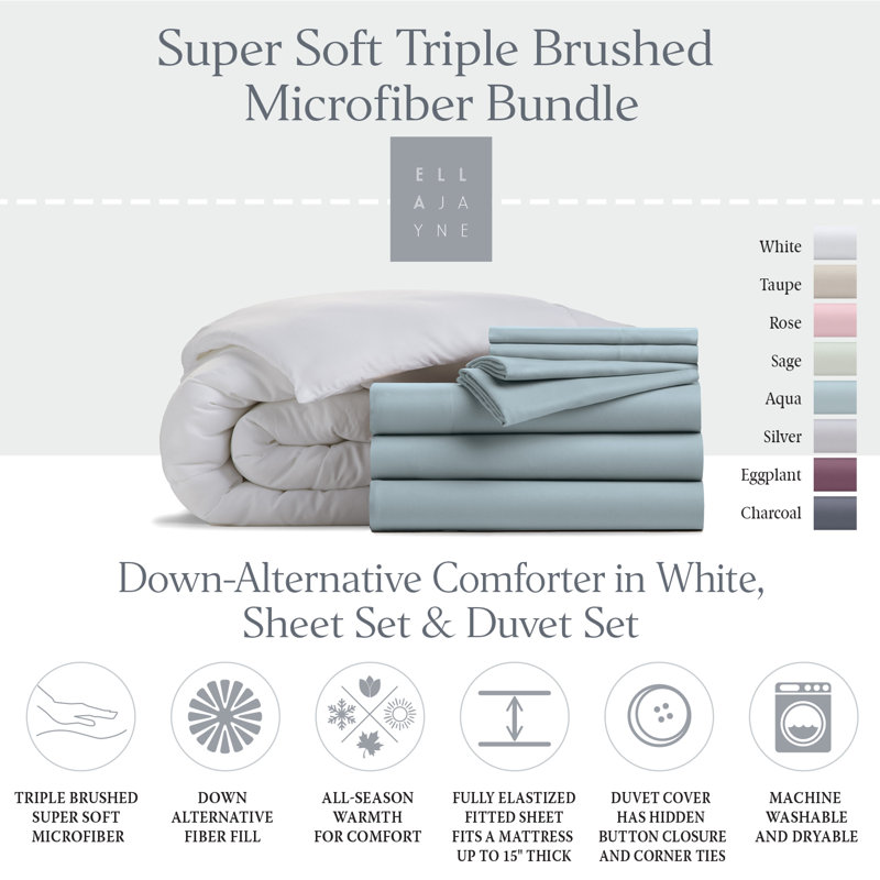 Home Box Stitch Comforter, Aqua, Full/Double Comforter + 6 Additional Pieces