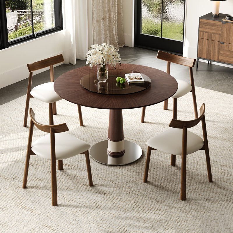 Ensemble de table de salle à manger 47 pouces en bois massif avec 4 chaises, Ensemble de cinq pièces : table, quatre chaises
