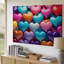 Toile un motif vibrant et fantaisiste avec un tableau d'art mural brillant de cœurs colorés de différentes tailles et nuances, y compris l'art mural sur toile-1408968751