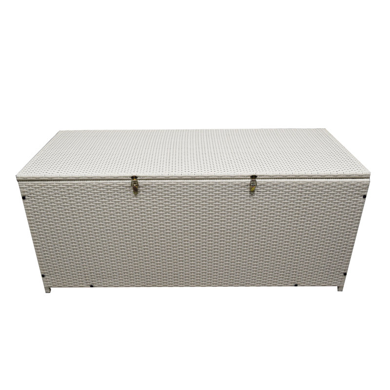 Gray Wicker and Plastic Lockable Outdoor Deck Box