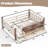 Full Size Floor Bed With Storage Bookcases And Drawers, Solid Wood Kids Floor Bed With Cute Stairs And Guardrails, No Box Spring Needed, Beige-153255249-153255252