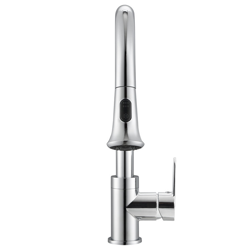 Chrome Single Handle Pull-Down Kitchen Faucet with Spray