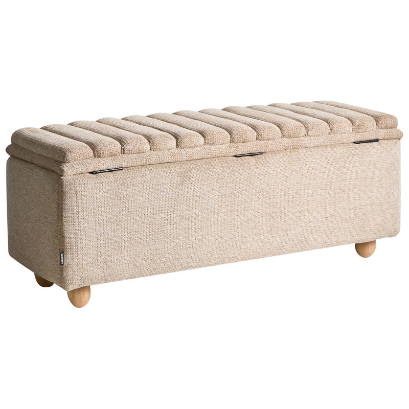 Fabric Upholstered Storage Bench, Beige