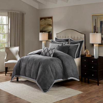 8-Piece Comforter Set with Luxury Jacquard Texture and Elegant Decorative Accents for All-Season Comfort
