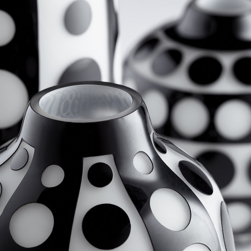 Monochrome Polka Dot Glass Bud Vase 11" H x 7" W