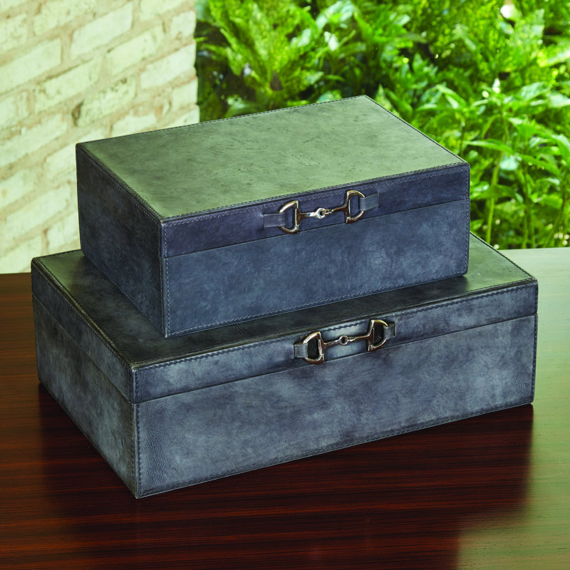 Stirrup Detail Box-Blue Wash, 5.25" H x 10.25" W x 16.25" D