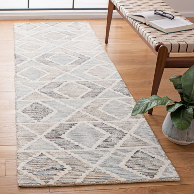 Fredrika Precious Hand Tufted Wool/Cotton Geometric Rug in Blue/Beige