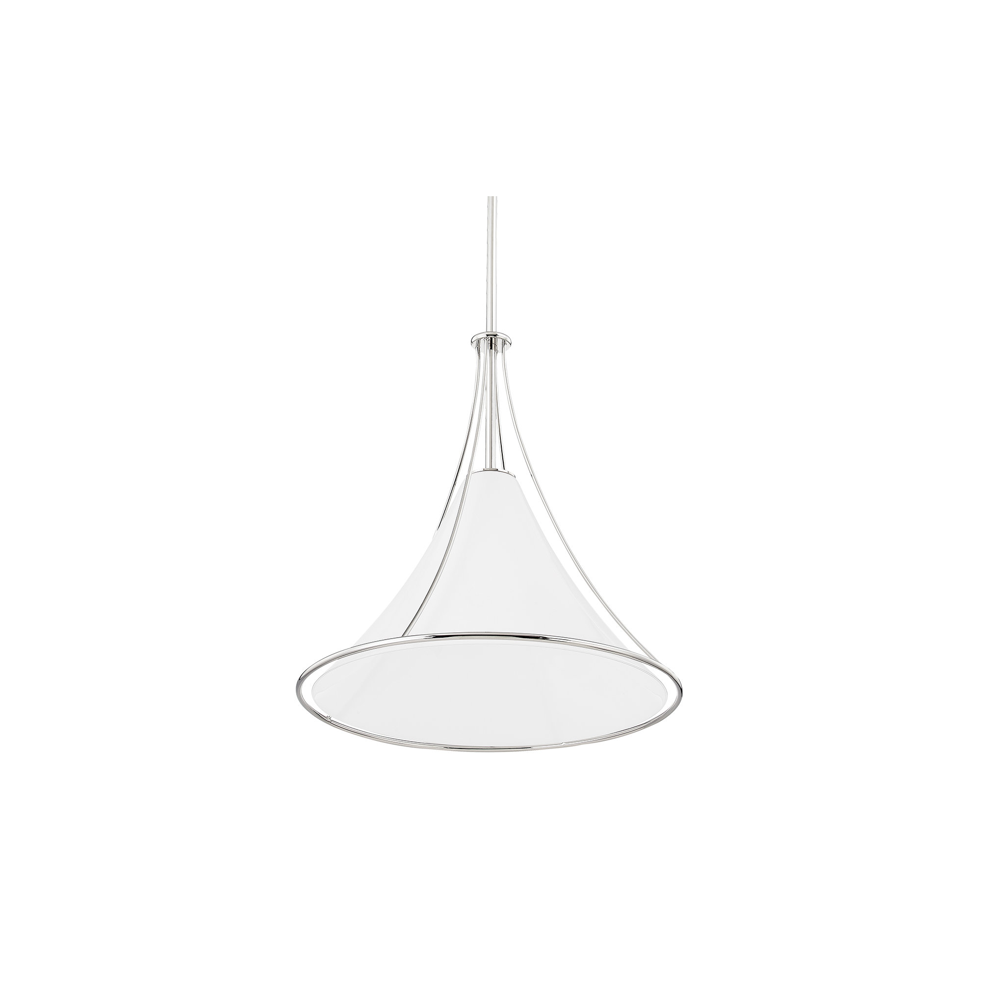 Swift Single Light Glass Steel Dimmable Pendant, Polished Nickel, 18.5" H x 17.25" W x 17.25" D