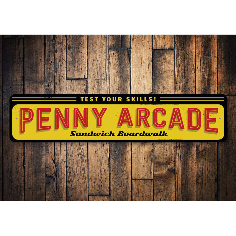 Panneau en aluminium personnalisé Penny Arcade, H 4 po x l 18 po x P 0,04 po