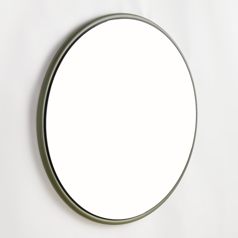 Miroir Orvis rond vert olive biseauté grand, Vert, 33,5 po x 33,5 po