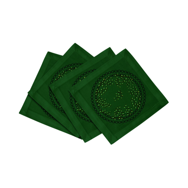 Serviettes de cocktail en satin de coton Christmas Berries, Vert