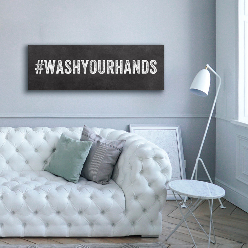 «Wash Your Hands» par Linda Woods, art mural sur toile, H 20 po x l 60 po